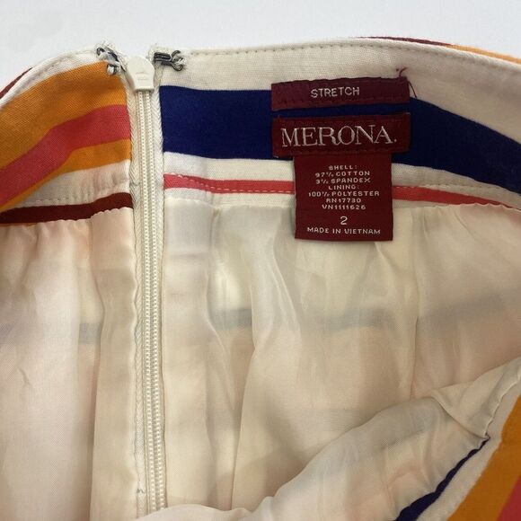 Merona Women’s Stretch Pencil Skirt Fully Lined Mid Rise Size 2 Striped Pockets - Picture 16 of 16